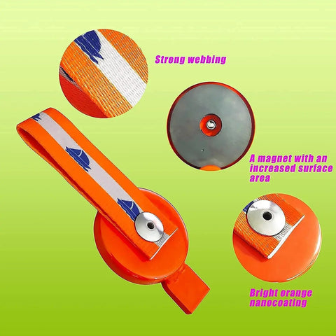 SEASAIL boat trailer lockout key with magnetic surge brake; orange housing, fabric strap, round base