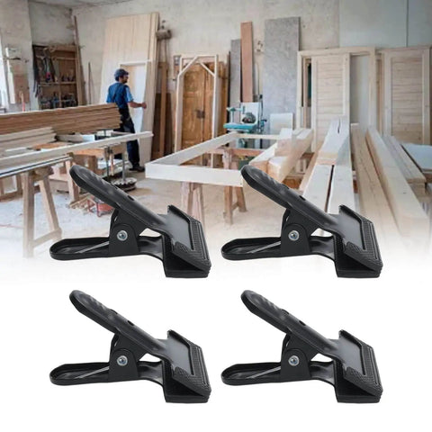 Wide Mouth Spring Clamps Set 4 Pack Pro Grade Heavy Duty Anti Slip Metal Clips for Woodworking in workshop
