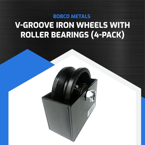 Cast Iron V Groove Gate Wheel Set With Wheel Box Four Gate Wheels for Rolling Gates heavy duty outdoor use 4-pack close-up