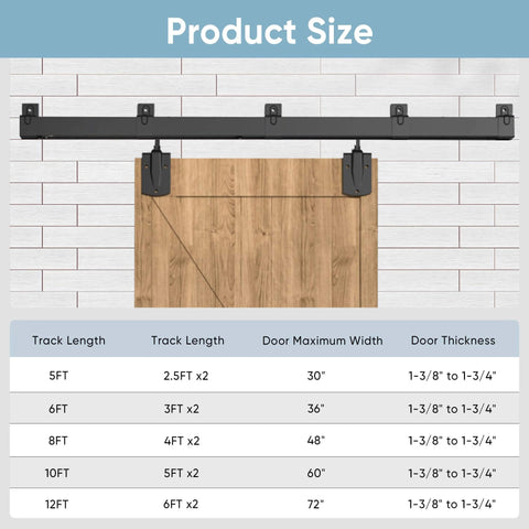 Heavy Duty Outdoor Barn Door Hardware Kit With 450 Lb Capacity, Box Rail Sliding Track For One Door, Anti Corrosion Black Finish