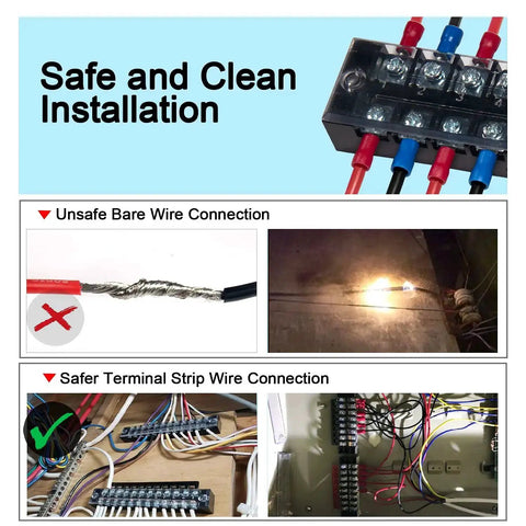 Dual Row Terminal Block Kit With Cover 4 5 6 Positions 600V 15A Wire Screw Terminal Strip Pre Insulated Terminals Barrier Strips