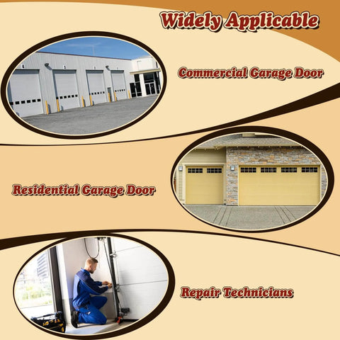 Image demonstrating the application of a heavy duty garage door vertical track repair tool set for commercial and residential doors