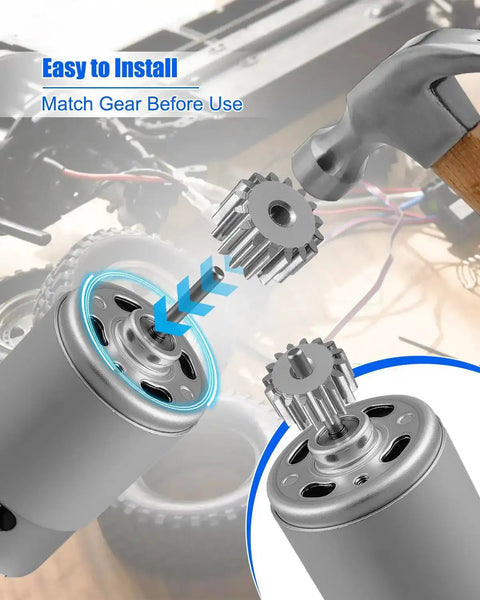 2-Pack 12V RS550 High Speed Electric Motor Upgrade For Ride On Kids Cars, Delivers Up To 40000 RPM, gear installation guide