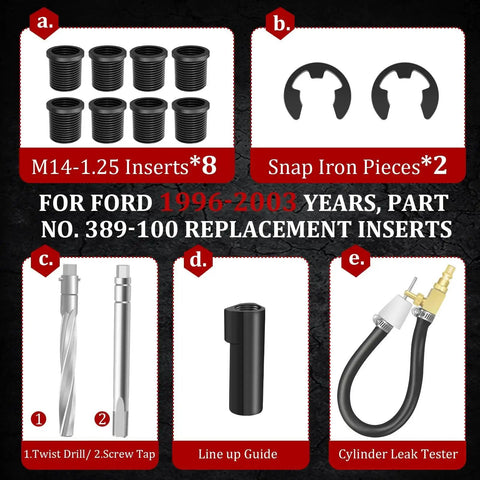 Two Valve Ford Triton Spark Plug Thread Repair Kit For 4.6L 5.4L V10 Engines components and inserts