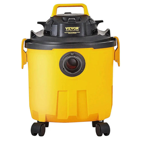Five Gallon Wet Dry Shop Vacuum 60 CFM 6 HP Peak Power Beast Suction Portable 3 In 1 With Filter Hose And Attachments Black Yellow