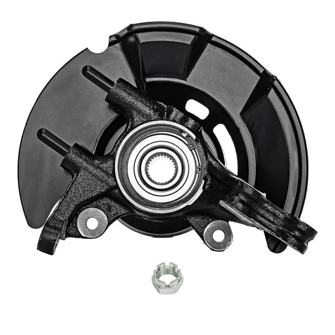 Front view of Front Steering Knuckles Kit With Wheel Bearing Hub Assembly For Hyundai Elantra 2007 2008 2009 2010 2011 2012 4 Wheel ABS Replacement Two Piece Set Driver And Passenger Sides featuring hub and bearing