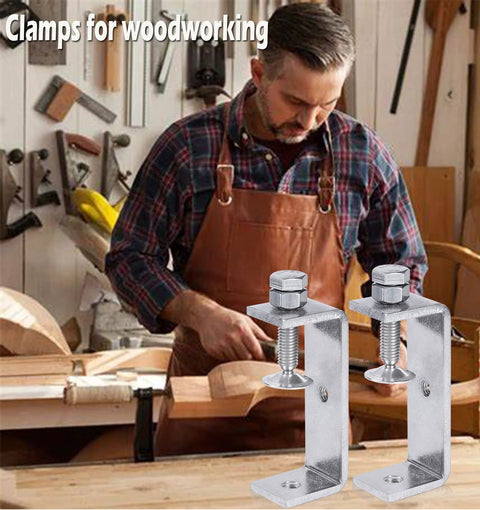 Two 304 stainless steel C-clamps with 85mm wide jaws for woodworking, 2 pcs