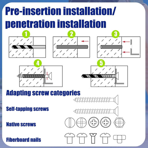Installation guide for 100 Pcs Expanding Plastic Anchors For Concrete And Drywall, Blue Anchors For Hollow Walls.