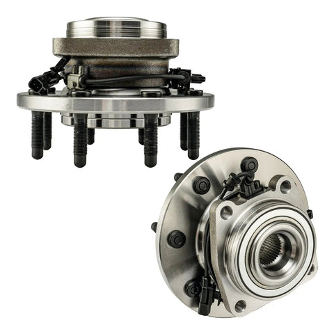 Beefed Up Front Wheel Hub Bearing Assembly Pair 8 Lug 4WD for 2011-2019 Chevy Silverado 2500 HD, GMC Sierra 2500 HD, and Silverado 3500 HD With ABS Direct Fit