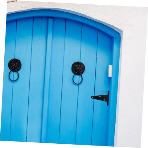 Heavy Duty Extended T Shape Gate Hinge For Wood Gates And Fences With High Load Capacity on blue wooden gate