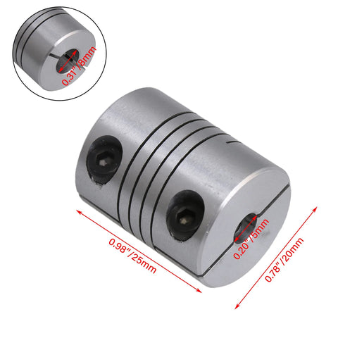 BQLZR CNC shaft coupler, metal, 5 mm and 8 mm bore, two set screws, 25 mm length