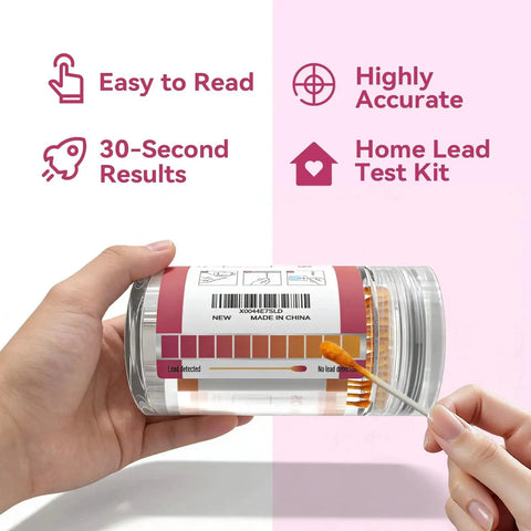 Lead Test Kit For Dishes And Surfaces With 60 Swabs Rapid 30 Second Lead Paint Testing Accurate Results On Paint Ceramic Wood Metal Jewelry Toys And More Home Use Value Pack For Safe Quick Screening shown with swab and results display