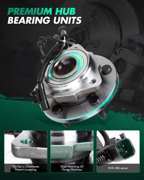 Beefed-Up Front Wheel Bearing And Hub Assembly Set For Jeep Wrangler 2007 2008 2009 2010 With ABS 5-Lug 3.8L 513272 close-up view