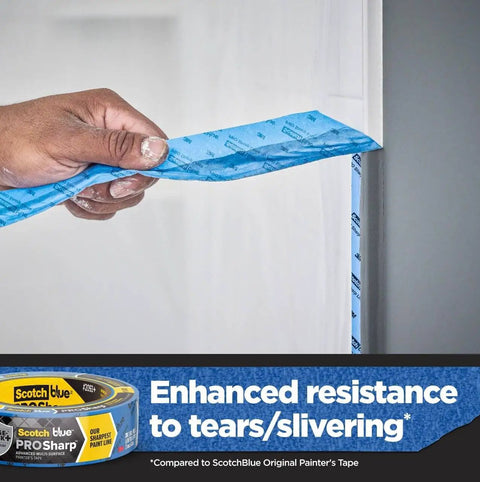 Applying PROSharp Painter's Tape 1 in x 60 yd, Edge-Lock+ tech, for sharp paint lines and 21-day clean removal on a wall.