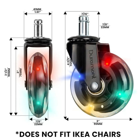 Heavy Duty Office Chair Casters Replacement Wheels for Carpet and Hardwood Floors, Rubber Roller Blade Wheels with Silicone Coating