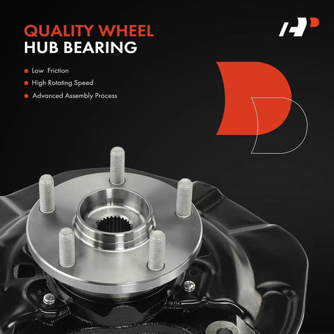 Front Right Steering Knuckle And Wheel Bearing Hub Assembly For Toyota Highlander 2004 2005 2006 2007 AWD And FWD Passenger Side Ready To Roll Drop In Replacement Durable High Quality displayed with bolts and steel hub.