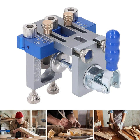 Woodworking Dowel Jig Kit Drill Guide Locator Pro Grade Adjustable Multifunctional Tool with Three Positioning Functions