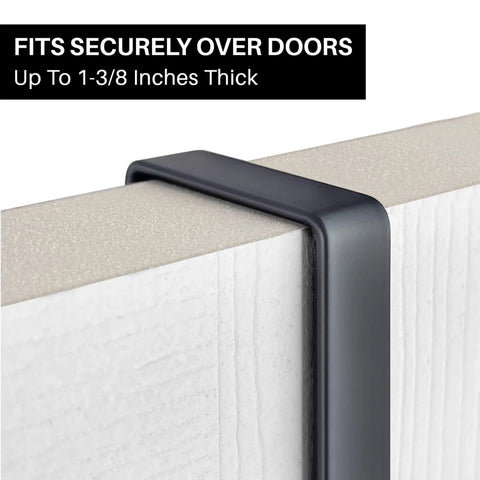 Black metal hook fitting securely over white door, showcasing utility cart steel frame built for moving boxes, appliances, and heavy cargo.