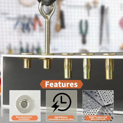 Rivet Nut Installation Tool Set With Plus Nuts And Cross Rivnut Kit in use with features highlighted