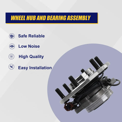 Rear Wheel Bearing And Hub Assembly Drop In Direct Fit For 2004 2010 Infiniti QX56 Rear Models, 2005 2012 Nissan Armada And 2004 Nissan Pathfinder Rear With ABS And 6 Lug Bolts side view showing lug bolts and ABS connection.