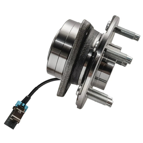 Beefed Up Front Wheel Bearing Hub Assembly Pair For 2002 To 2007 Saturn Vue, 2005 To 2006 Chevy Equinox, 2006 Pontiac Torrent, 5 Lugs, 3 Bolt Triangular Flange, 4 Wheel ABS, Left Front Replacement Set