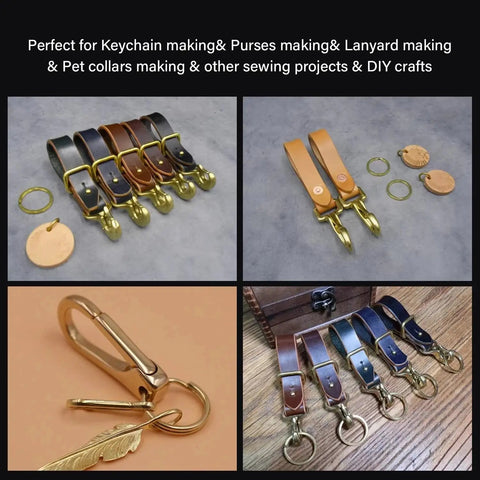 Solid Brass Trigger Snap Hooks Lobster Clasps Swivel Straps for Bags and Leathercraft projects in various designs and colors