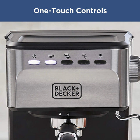 Front view of Semi-Automatic Espresso Machine With 15 Bar Pressure, Grounds Or ESE Pods Compatible, Built-In Milk Frother