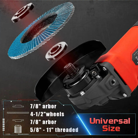 Beast Mode Four And A Half Inch Angle Grinder With Eleven Thousand RPM And Four Amp Motor Includes Two Guards Three Cutting Discs