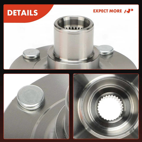 Close-up views of Front Wheel Hub Assembly 4-Lug For Nissan Sentra 2002-2006 L4 2.5L Models with 4 studs and bearings