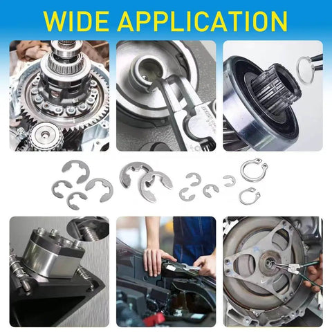 327Pcs E Clips Circlip Retaining Rings Kit With 24 Sizes From 1.2mm To 10mm Includes External C Clips Snap Rings in use for machinery and automotive DIY