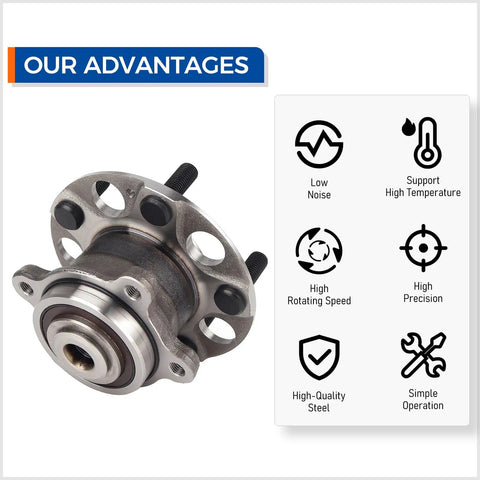 Rear Wheel Hub And Bearing Assembly Pair 512327 Compatible With 2004 To 2008 Acura TSX And 2005 To 2007 Honda Accord Hybrid OE Quality