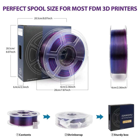 Crystal Clear PETG 3D Printer Filament 1.75mm Ultra Transparent Blue Purple 1kg Spool For Smooth Prints With Low Shrinkage And Bubble Free Bonding No Clogs Print Speed From 30 To 600 mm Per Second.