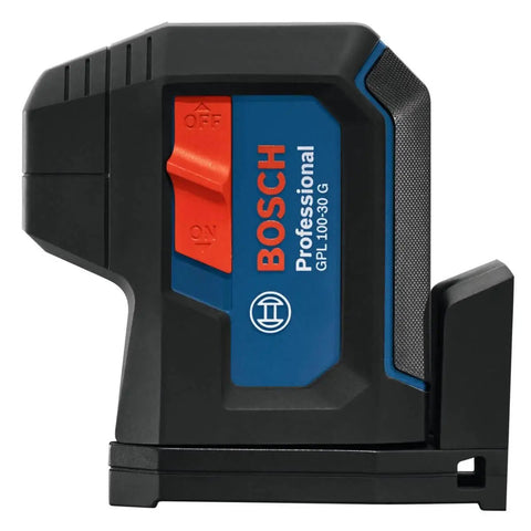 Side view of Green Beam Self Leveling Alignment Laser Pro Grade With Plumb And Level Point Projection Built In Multipurpose Mount Visimax Technology For Extended Battery Life Includes 2 AA Batteries And Hard Carrying Case