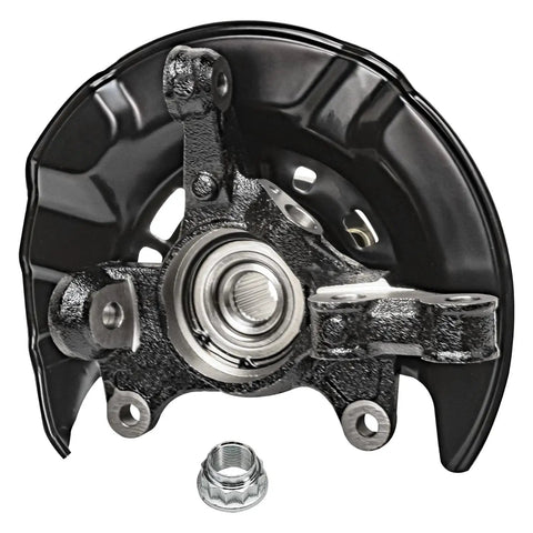 Two Piece Front Steering Knuckle Replacement Kit For 2009 To 2013 Toyota Corolla Matrix, includes one steering knuckle and bearing hub