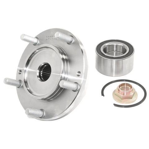 Front Wheel Hub Repair Kit With Bearing, Studs, Snap Ring And Axle Nut, Forged Flange For Precise Fit, Complete Non Integral Wheel Hub Solution