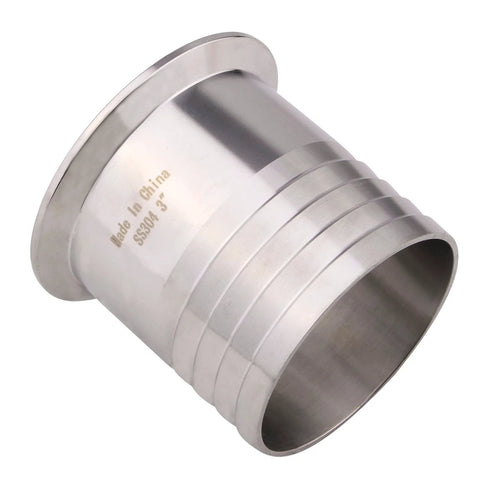 DERNORD 3-inch tri-clamp to 3-inch hose barbed adapter, SUS304 stainless sanitary hose fitting
