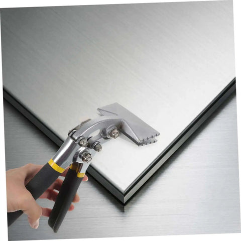 3 Inch Hand Seamer Sheet Metal Bending Tool With Anti Slip Jaws And Locking Handle in use on metal sheet
