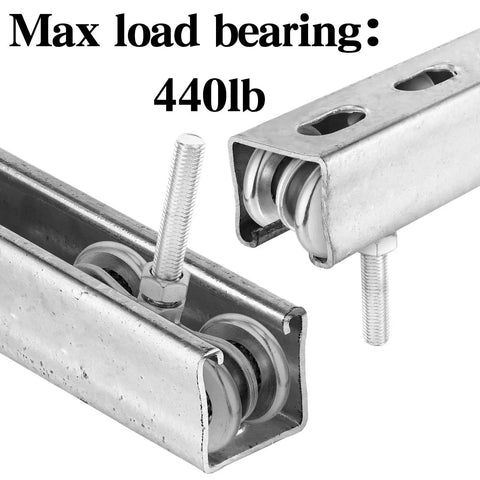 Set Of Four Wheel Trolley Assemblies For Heavy Duty Barn And Shed Sliding Doors That Fit One And Three Quarter Inch Wide Support Slots