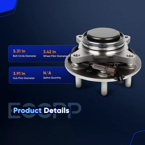 Front Wheel Hub Bearing Assembly Fits 2018-2019 Ford Expedition, 2018-2019 Ford F-150, And 2018-2019 Lincoln Navigator, ABS Sensor Wire Included, OE 515176 Style Hub Replacement