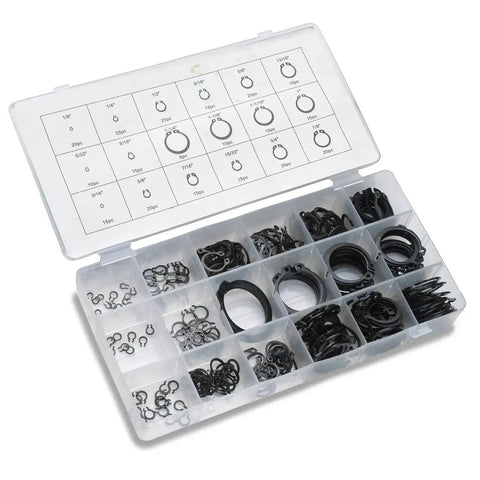300 Piece Snap Ring Set With 18 Sizes For Axles And Shafts, E Clip Ring Assortment Kit, Pro Grade Tools for mechanical use in case
