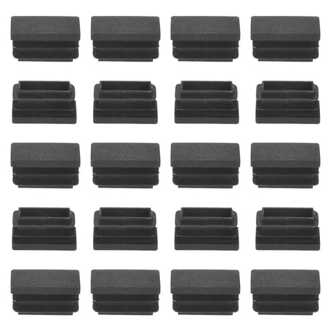 20 Pack One Half Inch Rectangular Tubing End Caps Plastic End Plugs for chair legs and fitness equipment, black color