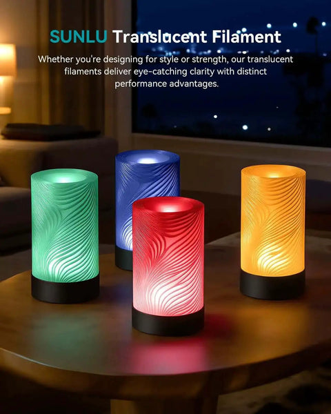 Multicolor lamps made with Clear PLA Filament Bundle 1.75mm, frosted translucent finish for diffused light in home setting