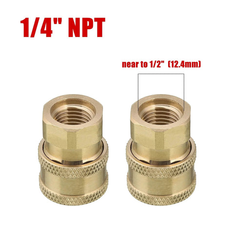 Quick Connect Pressure Washer Coupler 1 Quarter Inch NPT Brass Socket And Female Thread Fitting For Easy Gun And Nozzle Swaps Ball Lock Design Delivers A Solid Connection Every Time front view