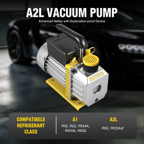 Workhorse 4 CFM 110V One Third HP A2L Single Stage Rotary Vane Vacuum Pump for HVAC Systems with oil bottle included
