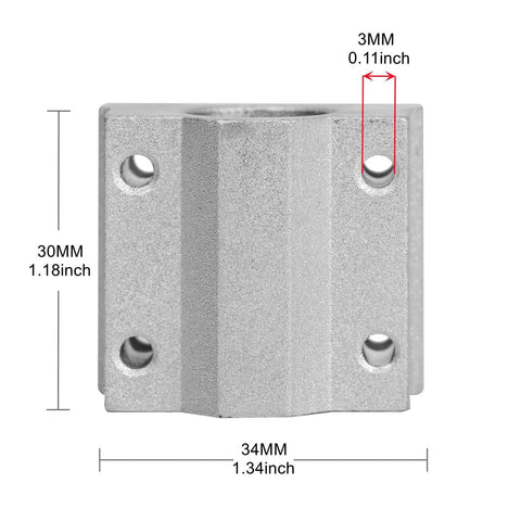 Front view of Four Pack Dope SCS8UU Linear Motion Ball Bearing Slide Unit, 8mm inner diameter, 34mm length, aluminum body.