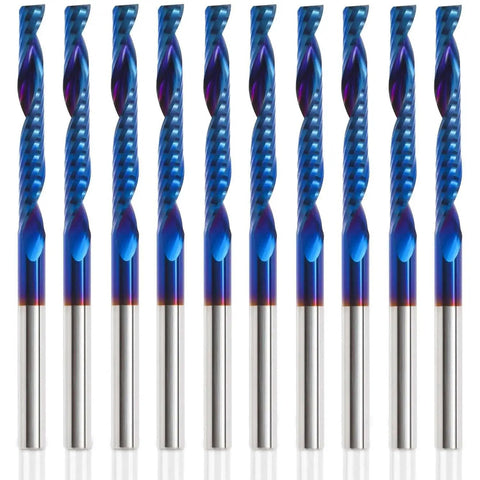 10 Pack O Flute CNC Router Bits For Fast Engraving And Milling HQMaster Pro Grade One Eighth Inch Shank Spiral Upcut