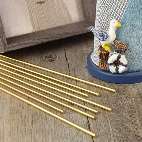 Two Pack 12 Inch Brass Rods 8 Mm Diameter Five Sixteenth Inch Lathe Bar Stock For Turning Knife Handles And DIY Crafts