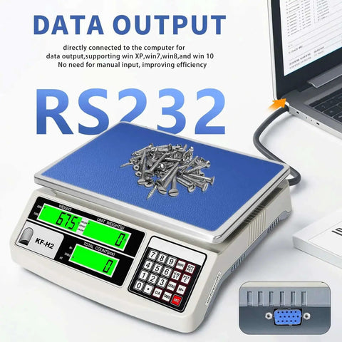 Heavy Duty Industrial Counting Scale With 30kg Capacity And 0.5g Precision For Coins And Parts Rock Solid Pro Grade Digital Scale With RS232 Port