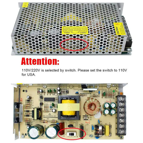 Heavy Duty 24V DC Power Supply 400W 16.5A Universal 100 To 240V AC Input For LED Strips CCTV 3D Printers And Computer Projects High Efficiency Regulated Driver with voltage switch and circuit board details