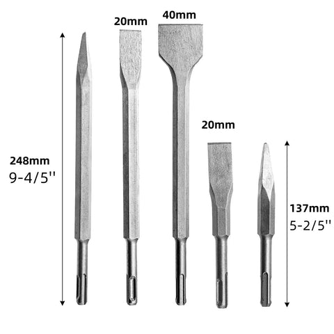 Rotary Hammer Drill Bits And Chisel Set For Concrete And Masonry 17 Piece Carbide Tipped Masonry Bit Set With Pointed And Flat Chisels